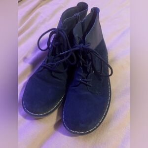 Midnight blue suede size zip booties